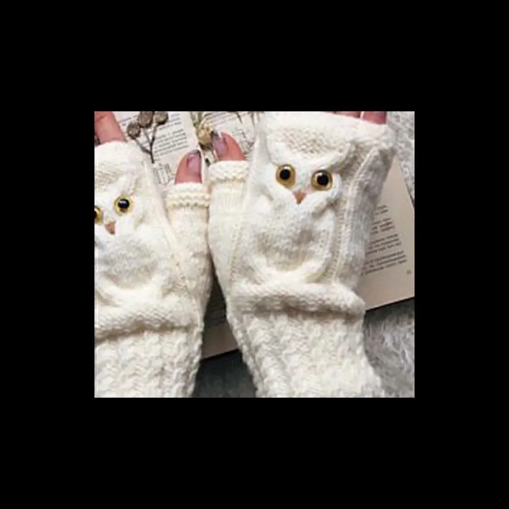NWT BOHO HAT AND OWL FINGERLESS GLOVES SET. Beautiful knitting.